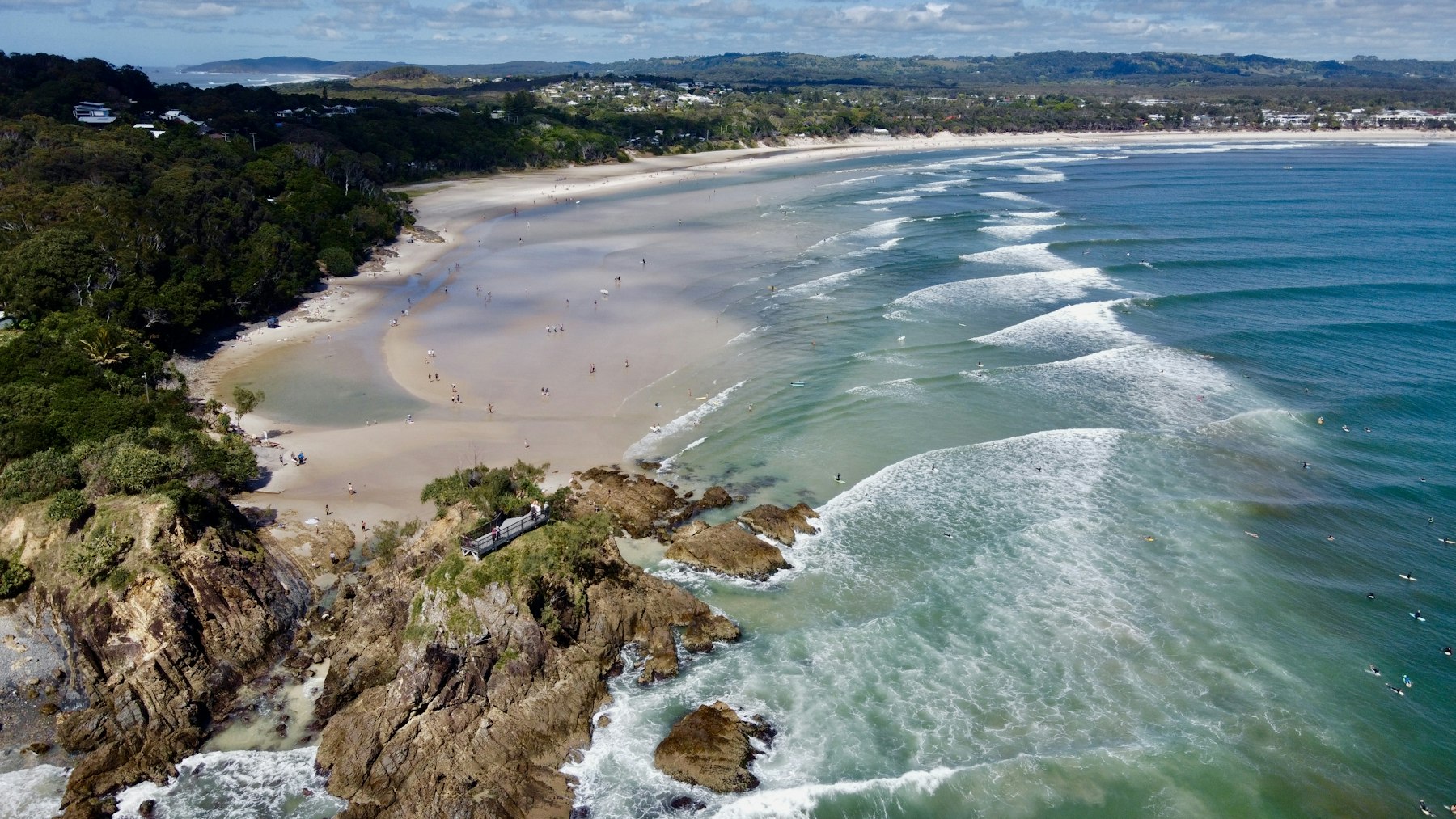 Aerial view of a natural landscape and water