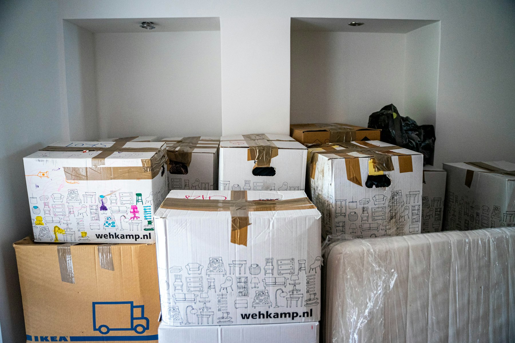 Packed boxes on a table ready to send