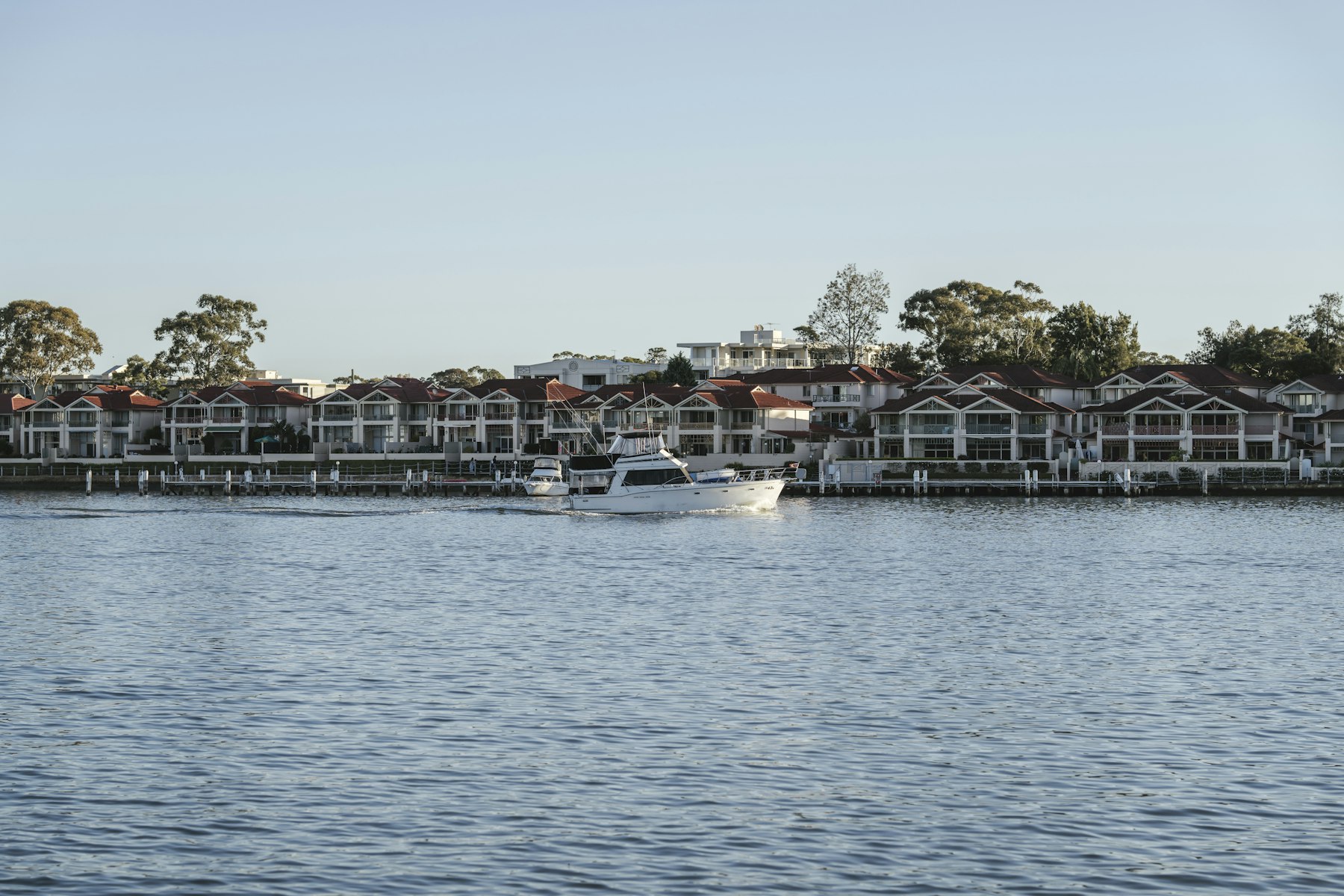Houses beside water in a suburb
