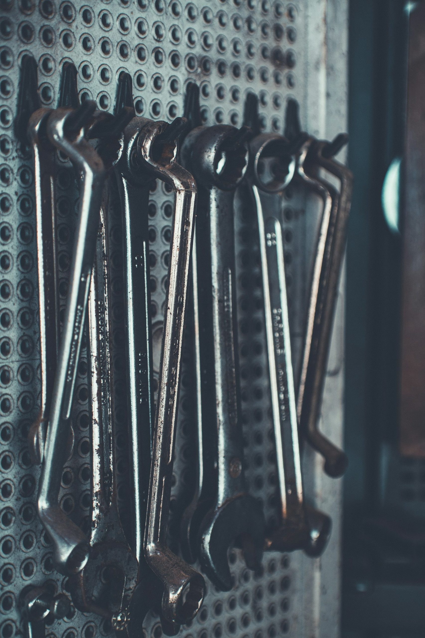 Set of tools laid out on a workbench